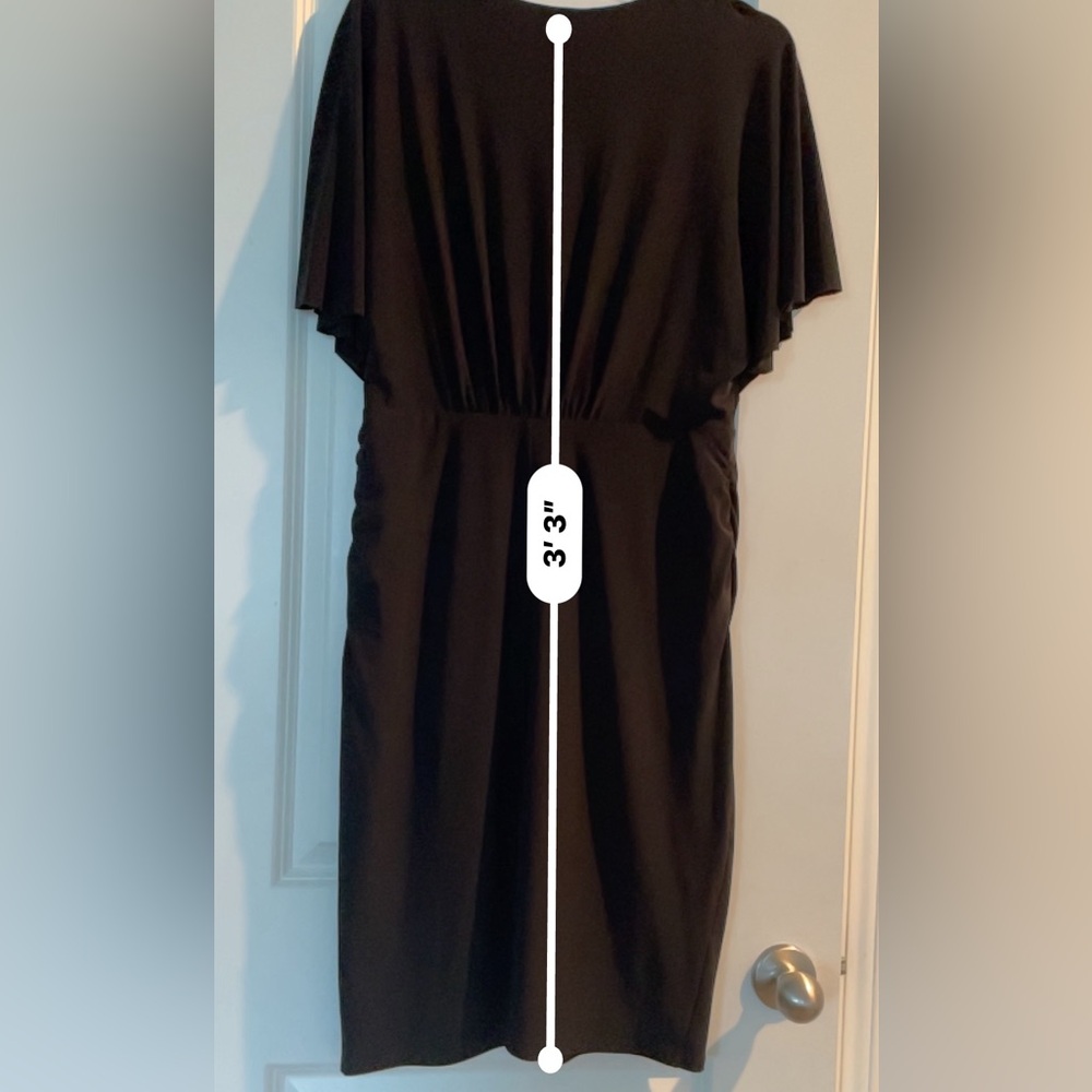 Evan Picone Dress Women Black Tie Size 10 Black Ruched Detail Body Flattering - Picture 11 of 13